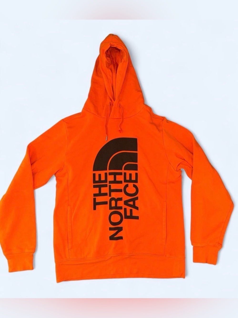 The North Face Orange Crewneck Hoodie with Black Logo